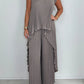 Laney Pleated Short Sleeve Irregular Midi Top and Elastic Waist Wide Leg Pants Set✨