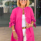 Women's Long Plain Cotton Shirt Jacket