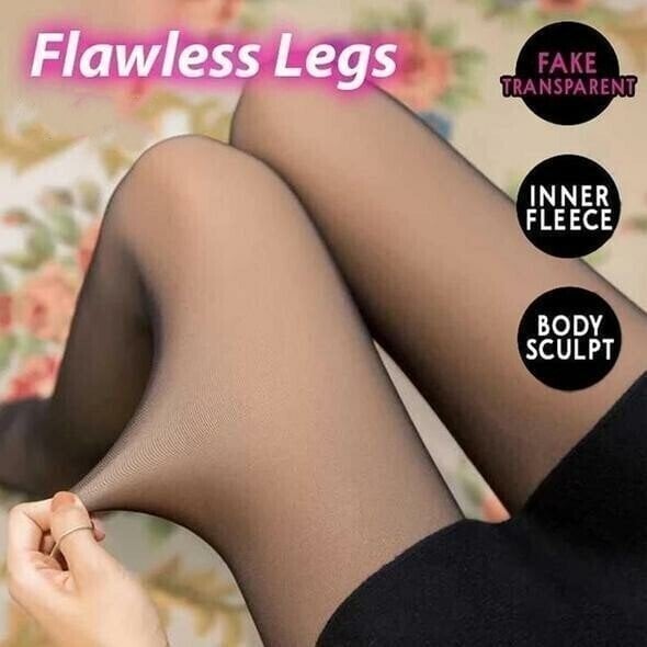🎉BUY 2 GET 10%OFF🔥-Flawless Legs Fake Translucent Warm Plush Lined Elastic Tights-2