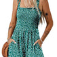 💃Women's Summer Square Neck Sleeveless Loose Casual Short Smocked Romper✨