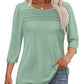💕Last Day 50% OFF👚Women’s Pleated Detail 3/4 Sleeve Casual T-Shirt✨