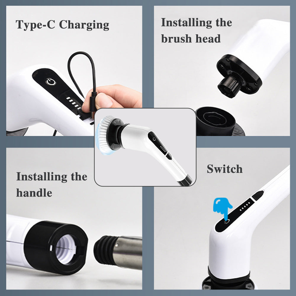 8-in-1 Cordless Electric Long Handle Retractable Cleaning Brush-4