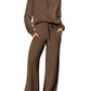🔥Limited Time Sale🔥Women's Oversized Half Zip Wide Leg 2 Piece Outfits Lounge Set