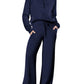 🔥Limited Time Sale🔥Women's Oversized Half Zip Wide Leg 2 Piece Outfits Lounge Set