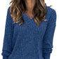 🍂Autumn Hot Sale 70% OFF🔥Women's V Neck Long Sleeve Solid Sweater