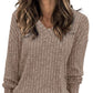 🍂Autumn Hot Sale 70% OFF🔥Women's V Neck Long Sleeve Solid Sweater