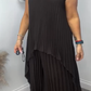Laney Pleated Short Sleeve Irregular Midi Top and Elastic Waist Wide Leg Pants Set✨