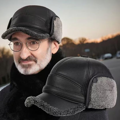 ⛄️HOT SALE 50% OFF🧢Vintage Men's Earflap Winter Hat✨Soft Plush Lining Faux Leather Cap🧊Cold Resistant For Walking Camping & Travel
