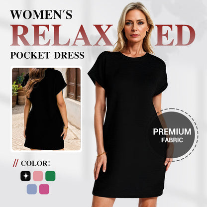 🔥2026 New Arrivals💞Women's Relaxed Roll Sleeve Pocket Dress