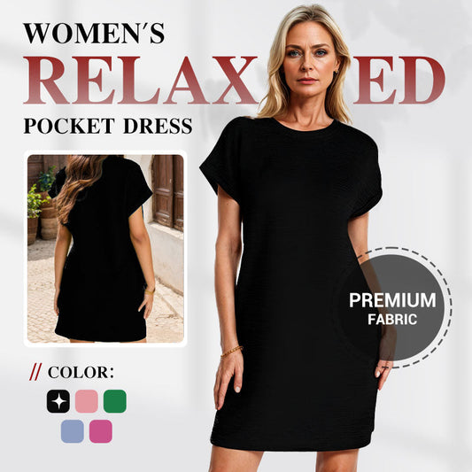 🔥2026 New Arrivals💞Women's Relaxed Roll Sleeve Pocket Dress