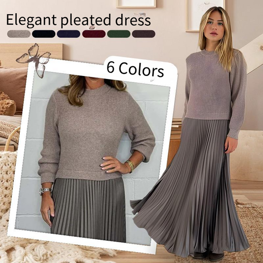 💕Limited Time 55% Off💕Women's Long Sleeve Jumper & Pleated Bottom Dress