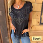 🔥HOT SALE 50% OFF🔥Women's Solid Colour Short Sleeve T-shirt With Hot Print And Frayed Hem🌙