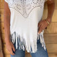🔥HOT SALE 50% OFF🔥Women's Solid Colour Short Sleeve T-shirt With Hot Print And Frayed Hem🌙