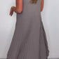 Laney Pleated Short Sleeve Irregular Midi Top and Elastic Waist Wide Leg Pants Set✨
