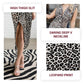 Women's Deep V-Neck Leopard Print Slit Dress