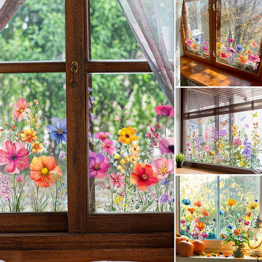 ✨LAST DAY SALE 50% OFF!💐Colorful Floral Bouquet Window Sticker🖼️