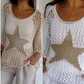 Summer Hot Sale🔥Women's Fashion Round Neck Crochet Knit Fishnet Top
