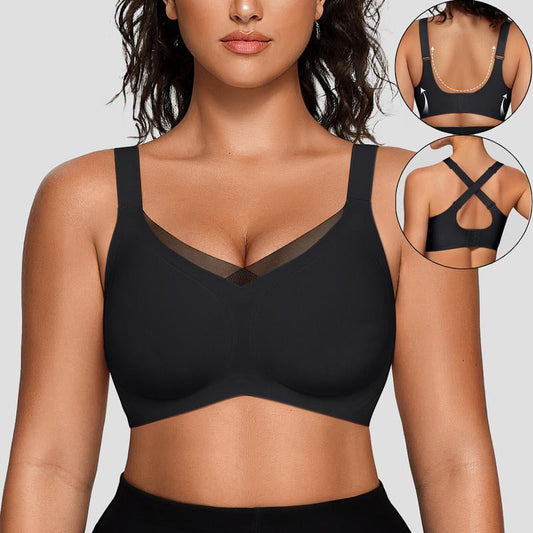 💖LAST DAY 50% OFF💷Women's Wireless V-Neck Crossover Mesh Seamless Push-Up Bra