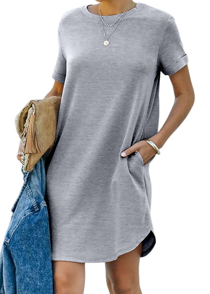 🔥2025 Summer Hot Sale🔥Women's Casual Short Sleeve T-shirt Dress with Pocket