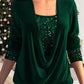 🎁Last Day Sale 50% OFF🎄Sequin Loose Smocked Fake Two-Piece Top
