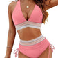 💥Last Day Sale 50% OFF👙High Waisted Tummy Control Color Block Bikini Sets