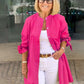 Women's Long Plain Cotton Shirt Jacket