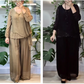 Fashionable Women’s 2-Piece Sequin Blouse & Wide Leg Pants Set