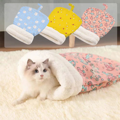 🔥HOT SALE 50% OFF☁️Cozy Pet Cave Bed🐾Thick Plush Material🧺Easy Clean Design🐱Perfect for Kittens & Tiny Puppies