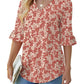 💕Limited Time Sale 50% Off👚Women's 3/4 Length Sleeve V-Neck Ruffle Sleeve Tunic Blouses