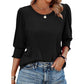 🌞Summer Hot Sale 50% OFF Women Dressy Casual 3/4 Length Sleeve Blouses with Smocked Cuffs