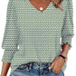🌞Summer Hot Sale 50% OFF Women Dressy Casual 3/4 Length Sleeve Blouses with Smocked Cuffs