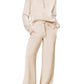 🔥Limited Time Sale🔥Women's Oversized Half Zip Wide Leg 2 Piece Outfits Lounge Set