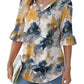 💕Limited Time Sale 50% Off👚Women's 3/4 Length Sleeve V-Neck Ruffle Sleeve Tunic Blouses