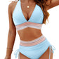 💥Last Day Sale 50% OFF👙High Waisted Tummy Control Color Block Bikini Sets
