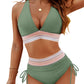 💥Last Day Sale 50% OFF👙High Waisted Tummy Control Color Block Bikini Sets