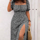 💃Summer Hot Sale 50% OFF💗Plus Size Split Floral Print Boho Maxi Dress