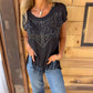🔥HOT SALE 50% OFF🔥Women's Solid Colour Short Sleeve T-shirt With Hot Print And Frayed Hem🌙