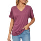 💕Summer Hot Sale 50% OFF🌷🔥Women's V Neck Dolman Tops with Side Shirring
