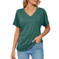 💕Summer Hot Sale 50% OFF🌷🔥Women's V Neck Dolman Tops with Side Shirring