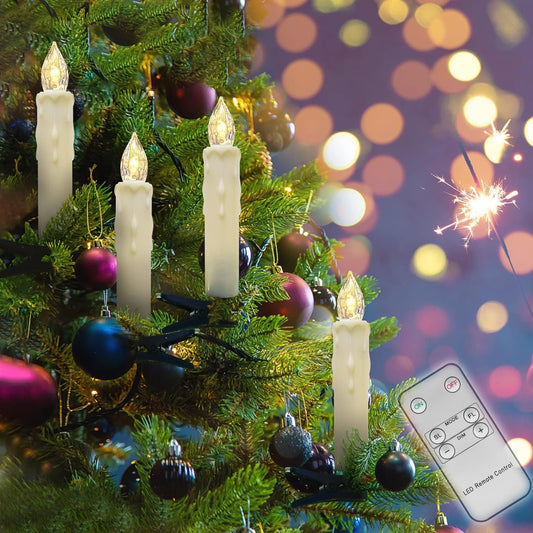 💥CHRISTMAS SALE💥10/12 Pack LED Flameless Taper Candles with Remote & Removable Clips🕯️✨