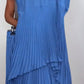 Laney Pleated Short Sleeve Irregular Midi Top and Elastic Waist Wide Leg Pants Set✨