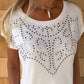 🔥HOT SALE 50% OFF🔥Women's Solid Colour Short Sleeve T-shirt With Hot Print And Frayed Hem🌙