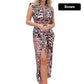 Women's Deep V-Neck Leopard Print Slit Dress