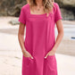 🔥Limited Time Sale 50% OFF🔥Women's Casual Square Neck Pocket Short Sleeve Dress with Pockets