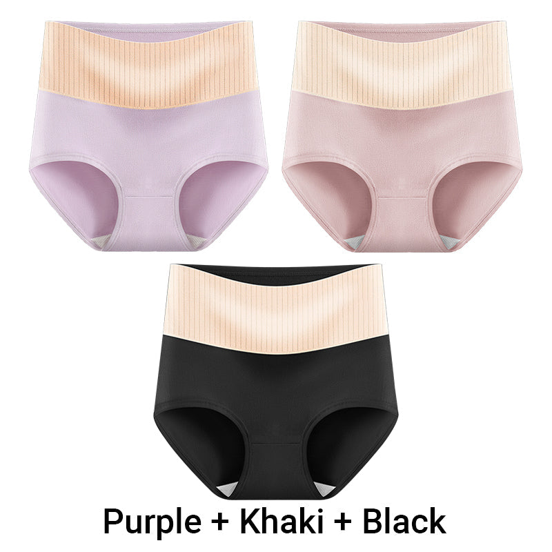 (3pcs) Women's High Waisted 3A Grade Paclitaxel Antibacterial Panties-12