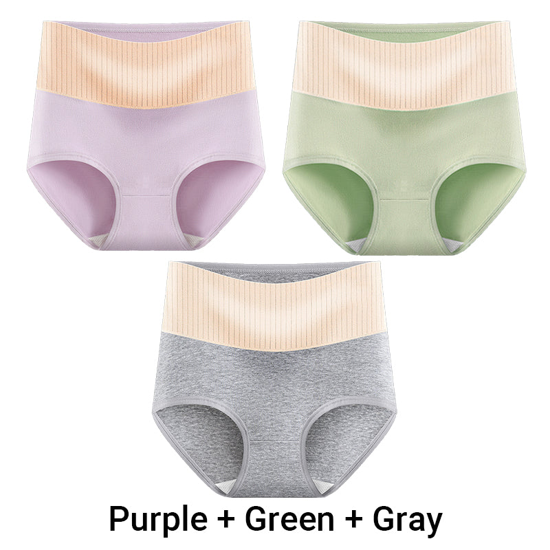 (3pcs) Women's High Waisted 3A Grade Paclitaxel Antibacterial Panties-16