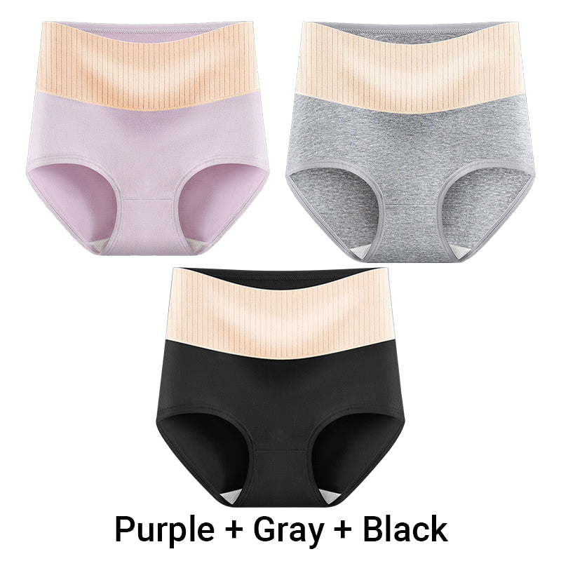 (3pcs) Women's High Waisted 3A Grade Paclitaxel Antibacterial Panties-18