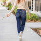 Tummy Control Distressed Cuffed Boyfriend Jeans