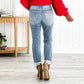 Tummy Control Distressed Cuffed Boyfriend Jeans