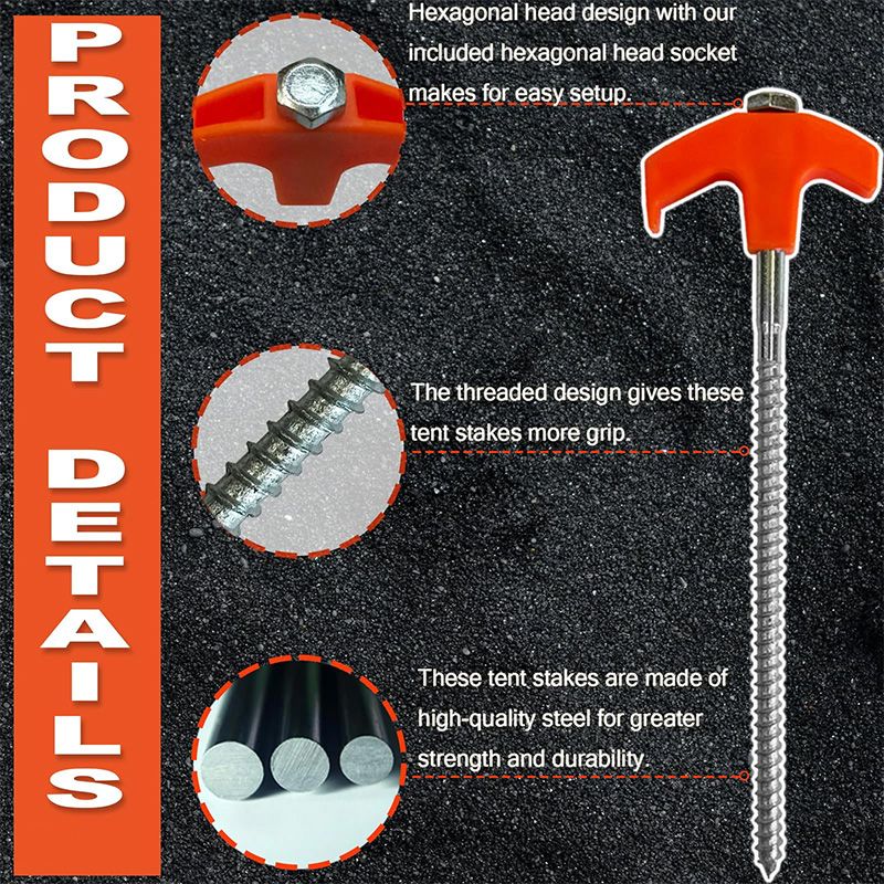 8" Screw in Tent Stakes - Ground Anchors Screw in-4